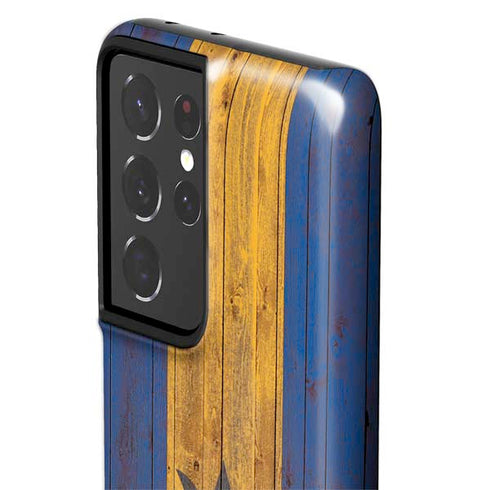 Barbados Flag Dark Wood Galaxy S21 Ultra 5G Pro Case